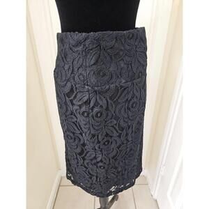 Floral Lace Pencil Midi Skirt 6 Black Lined‎ Whimsygoth Punk Rave
